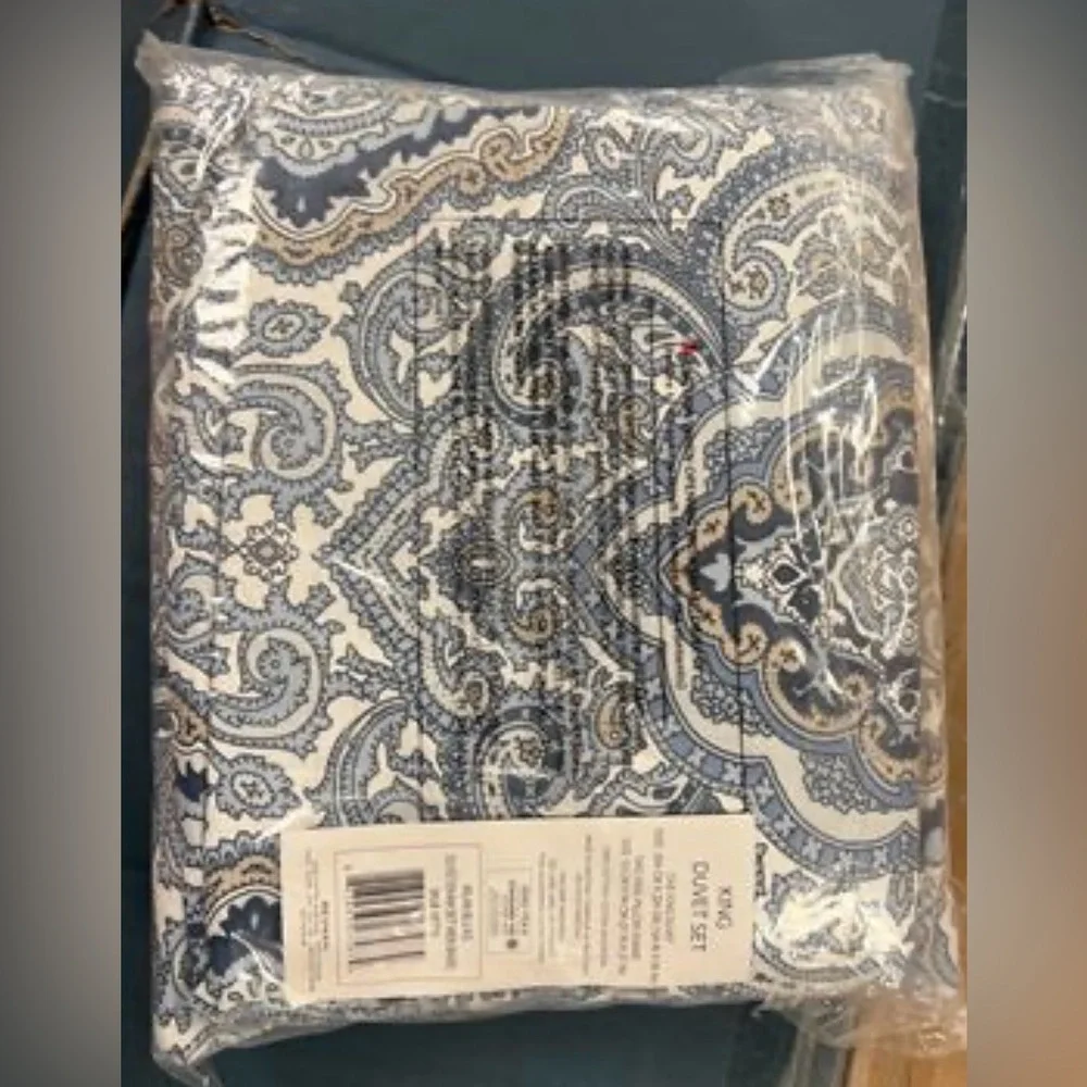 Carson Carrington Harstad Blue Cotton 3-piece Duvet Cover Set King
